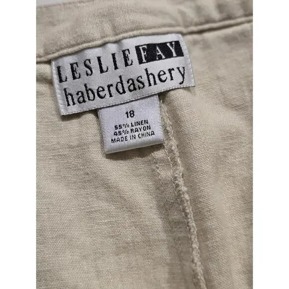 Vintage Linen Blend High Waist Pants: Women's Beige Trousers XL - Picture 9 of 9